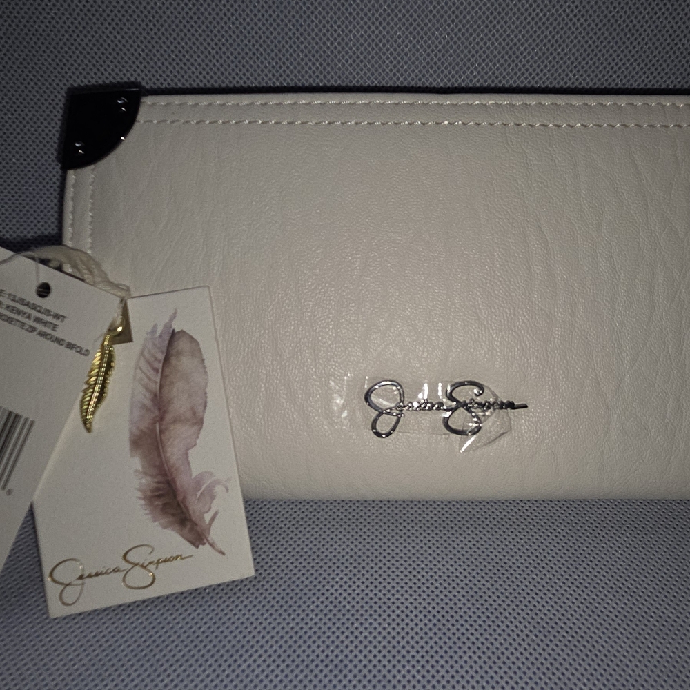Jessica Simpson White Textured Leather Wallet
